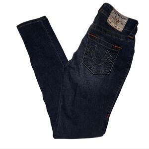True Religion Jennie Curvy Mid Rise Super Skinny Jeans Size 25 Dark Wash Stretch